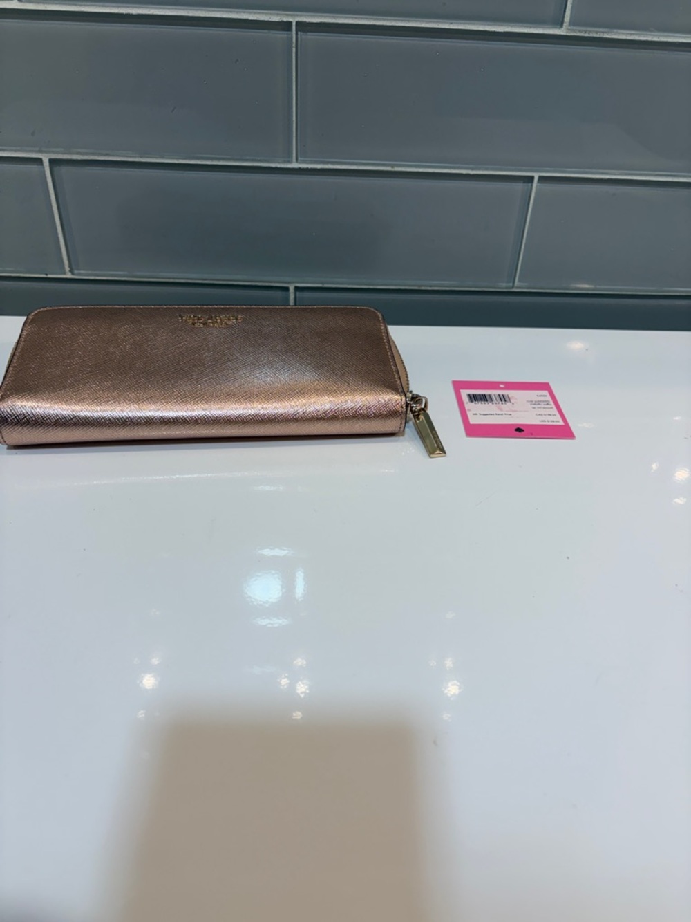 kate spade metallic rose gold zip-around wallet - Picture 6 of 6